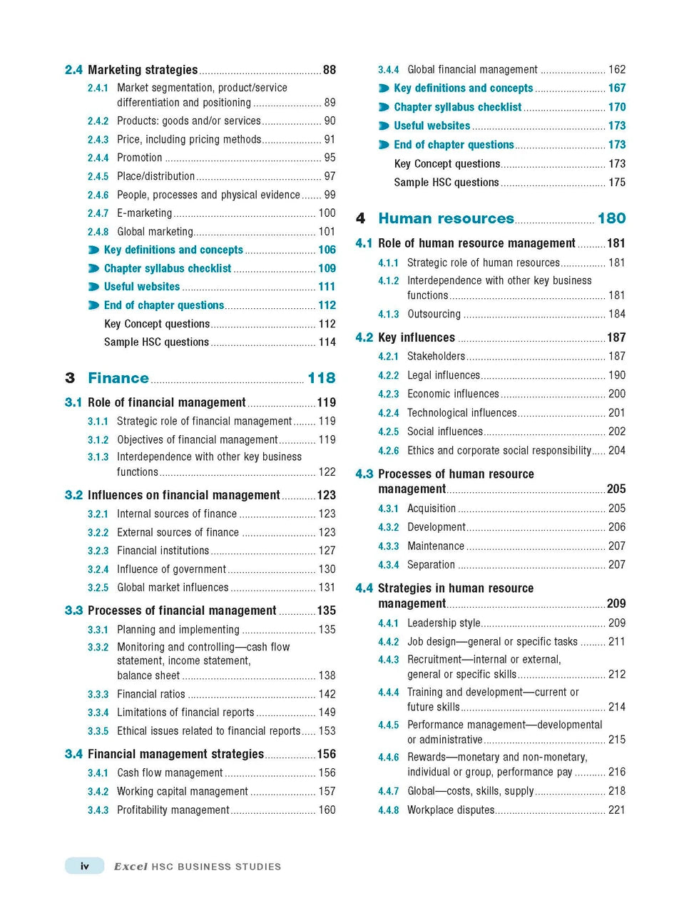 Inside page preview from the Excel HSC Business Studies Study Guide, the second sample page in the publisher's gallery