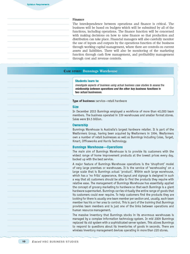 Inside page preview from the Excel HSC Business Studies Study Guide, the seventh sample page in the publisher's gallery