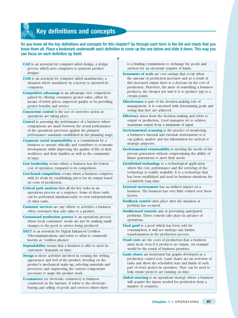 Inside page preview from the Excel HSC Business Studies Study Guide, the eighth sample page in the publisher's gallery