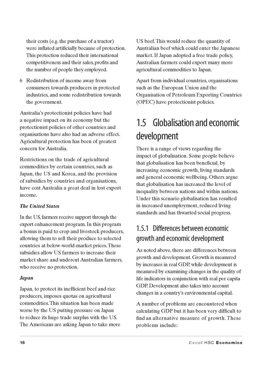 Inside page preview from the Excel HSC Economics Study Guide, the twelfth sample page in the publisher's gallery