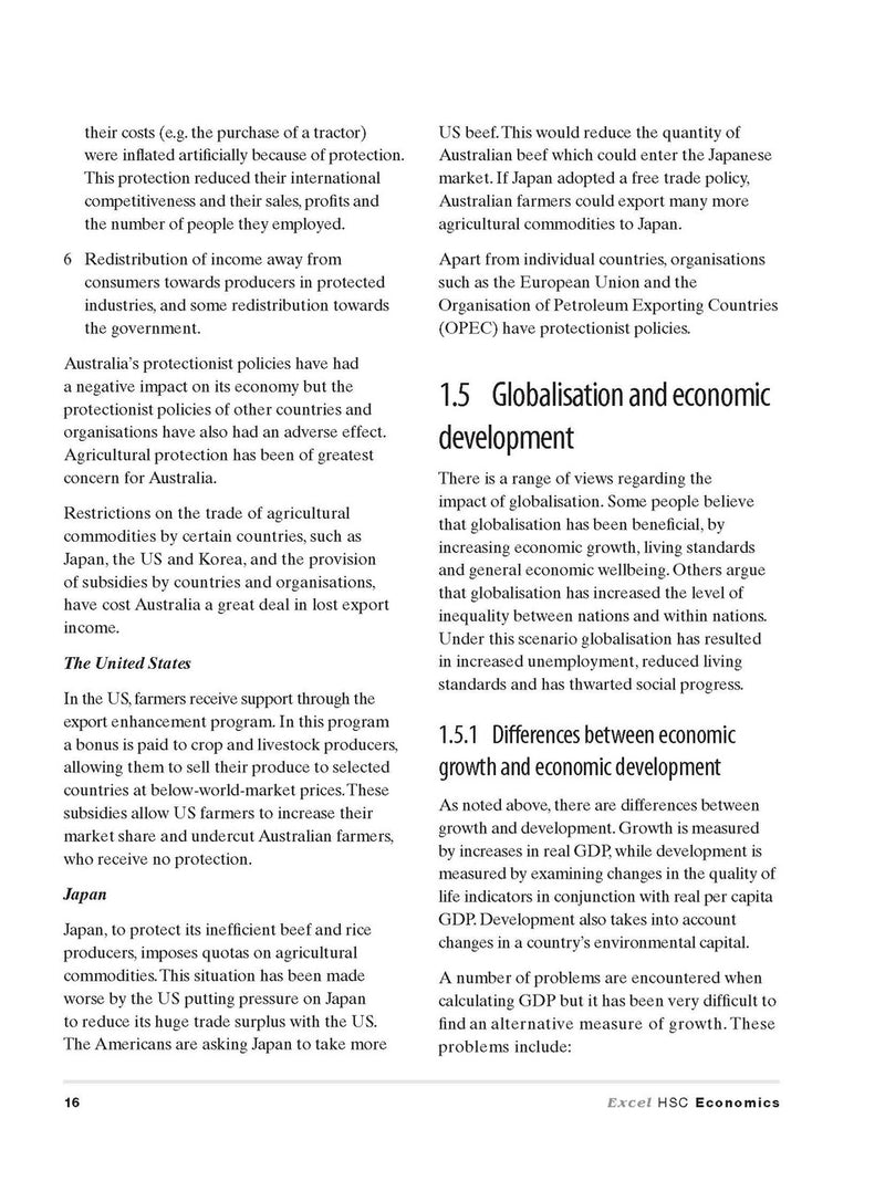 Inside page preview from the Excel HSC Economics Study Guide, the twelfth sample page in the publisher's gallery
