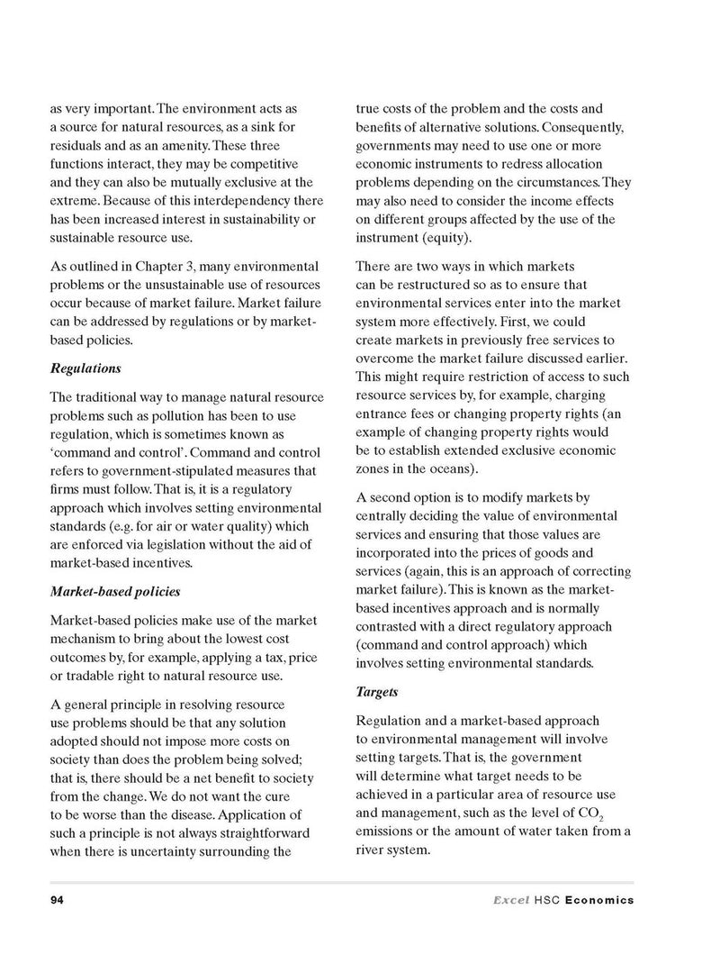 Inside page preview from the Excel HSC Economics Study Guide, the thirteenth sample page in the publisher's gallery