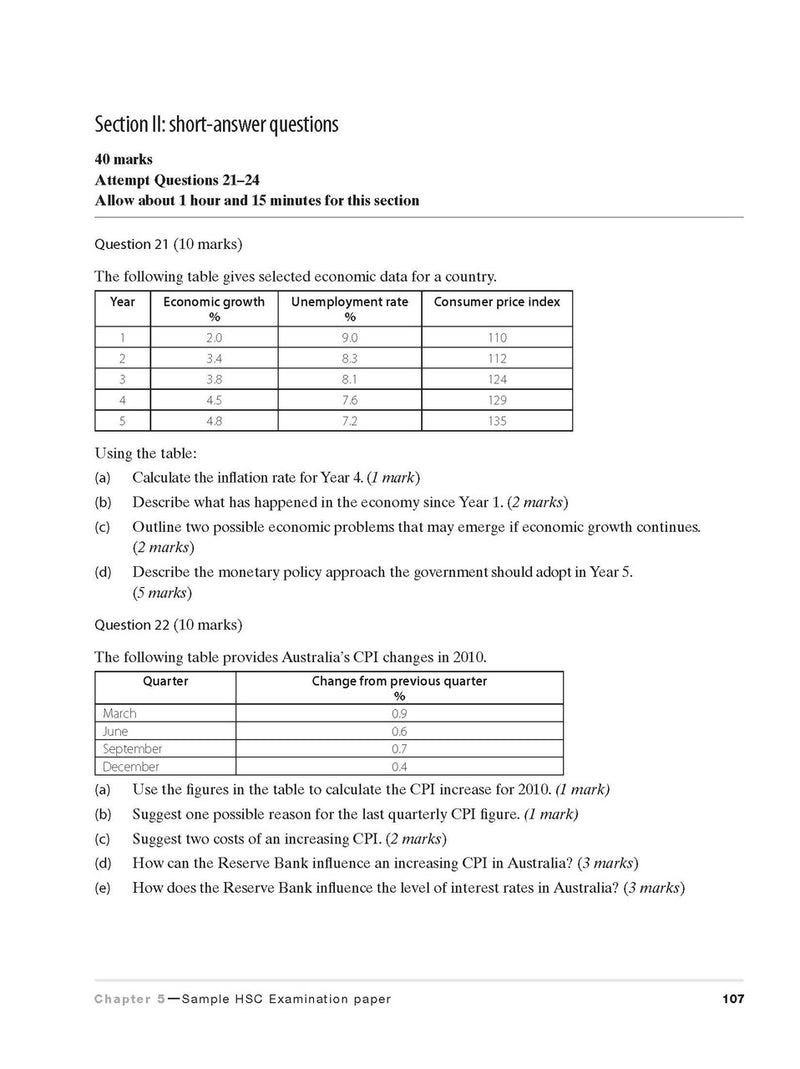 Inside page preview from the Excel HSC Economics Study Guide, the fifteenth sample page in the publisher's gallery