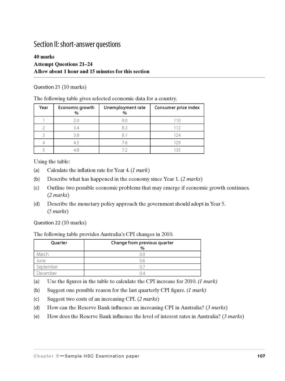 Inside page preview from the Excel HSC Economics Study Guide, the fifteenth sample page in the publisher's gallery