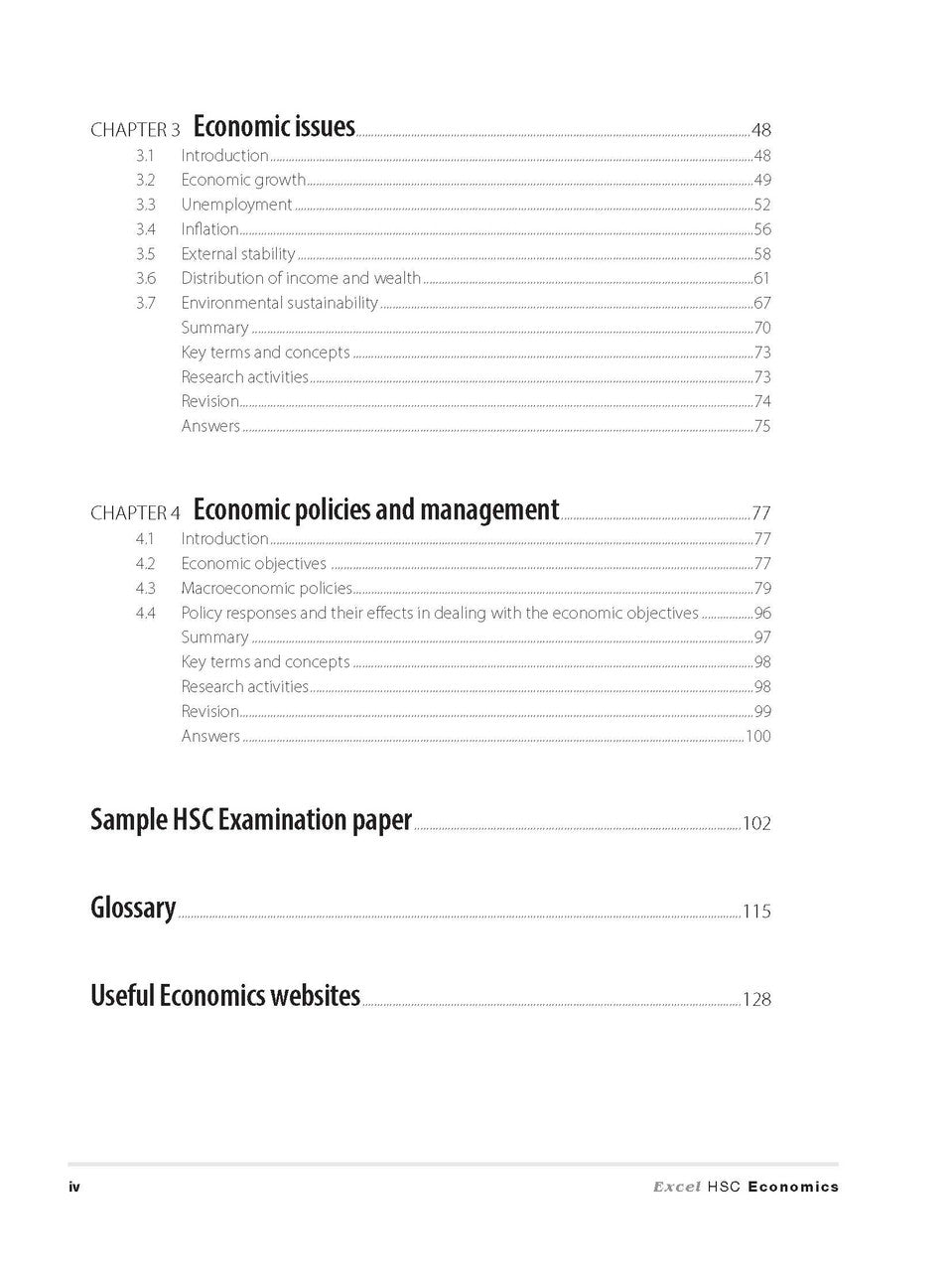 Inside page preview from the Excel HSC Economics Study Guide, the second sample page in the publisher's gallery
