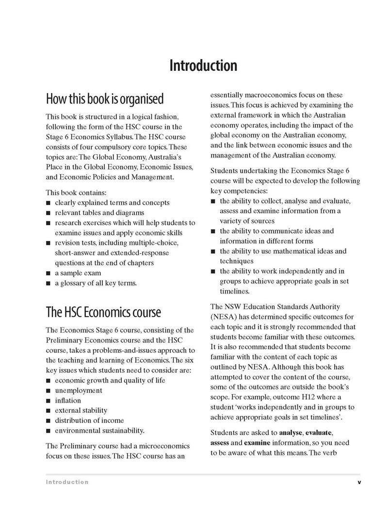 Inside page preview from the Excel HSC Economics Study Guide, the third sample page in the publisher's gallery