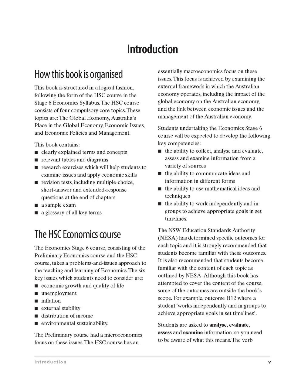 Inside page preview from the Excel HSC Economics Study Guide, the third sample page in the publisher's gallery