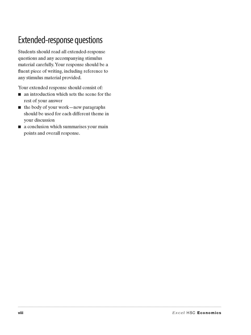 Inside page preview from the Excel HSC Economics Study Guide, the sixth sample page in the publisher's gallery