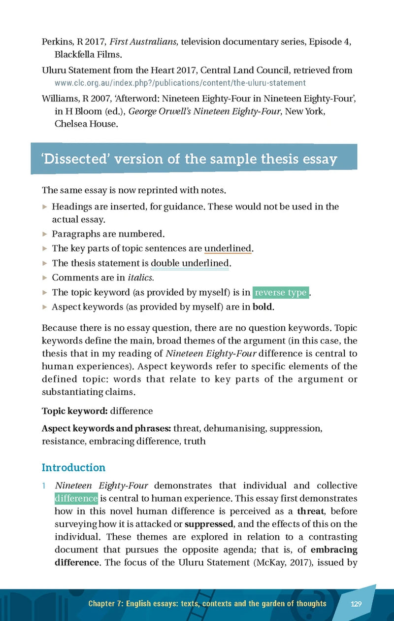 Sample interior page from Excel HSC Essay Writing Made Easy as shown in the Pascal Press product gallery