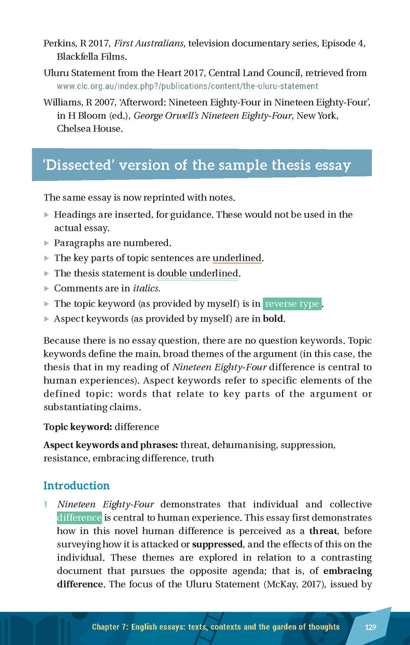 Sample interior page from Excel HSC Essay Writing Made Easy as shown in the Pascal Press product gallery