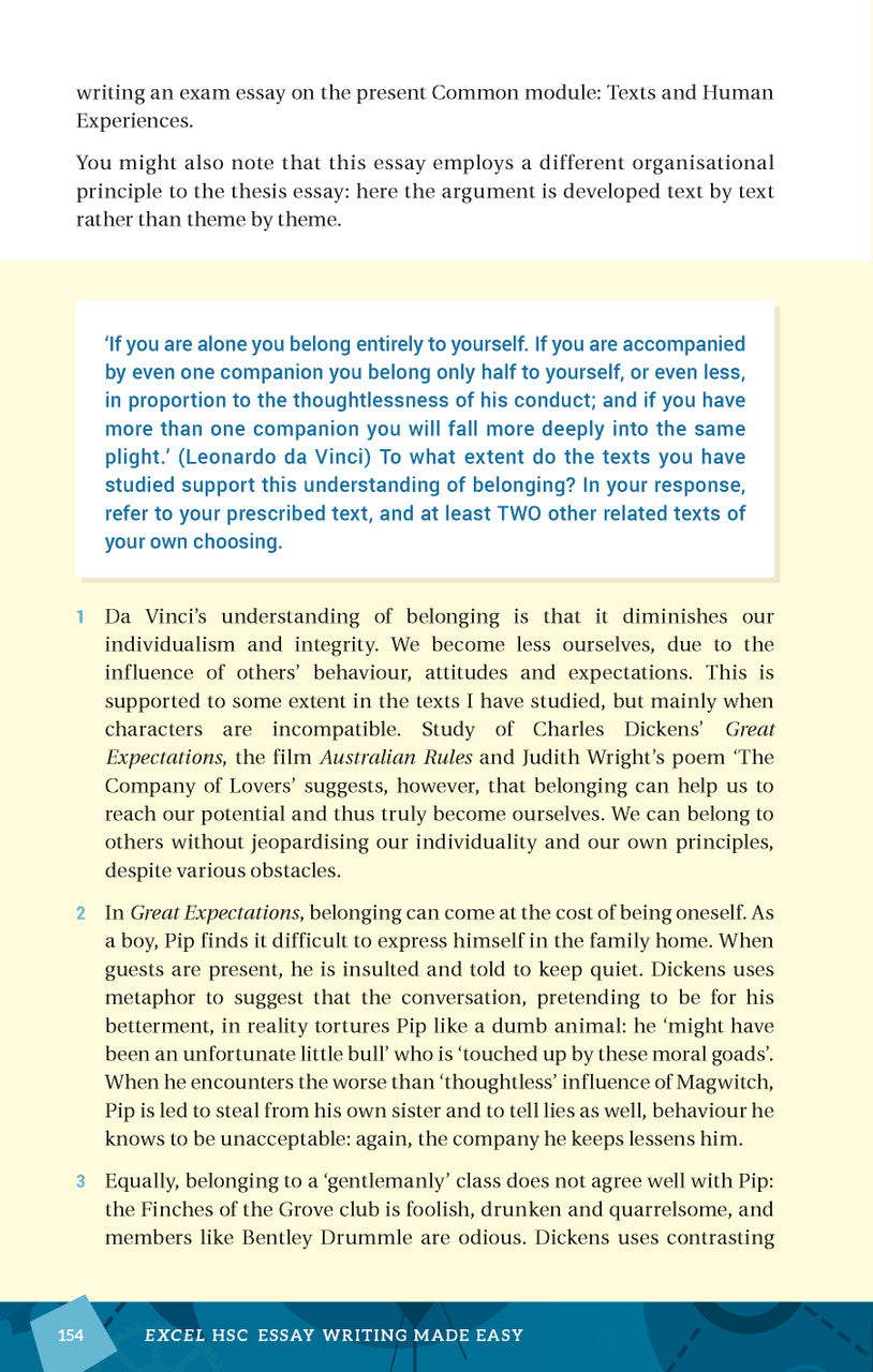 Sample interior page from Excel HSC Essay Writing Made Easy as shown in the Pascal Press product gallery