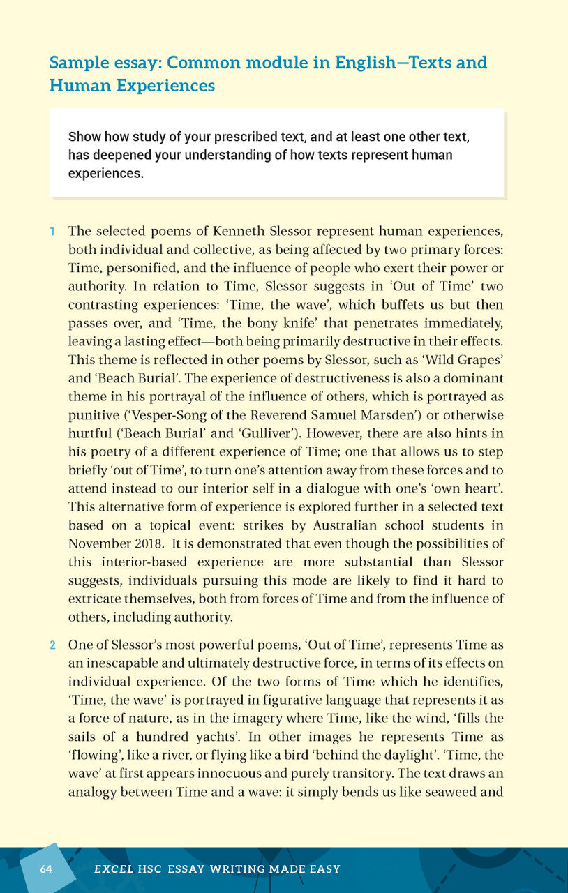 Sample interior page from Excel HSC Essay Writing Made Easy as shown in the Pascal Press product gallery