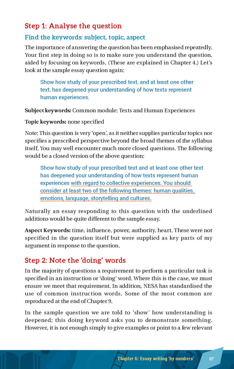 Sample interior page from Excel HSC Essay Writing Made Easy as shown in the Pascal Press product gallery