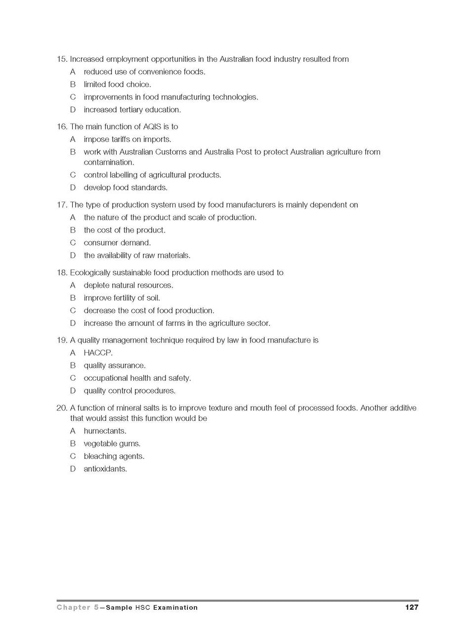 Inside page preview from the Excel HSC Food Technology Study Guide, the thirteenth sample page in the publisher's gallery