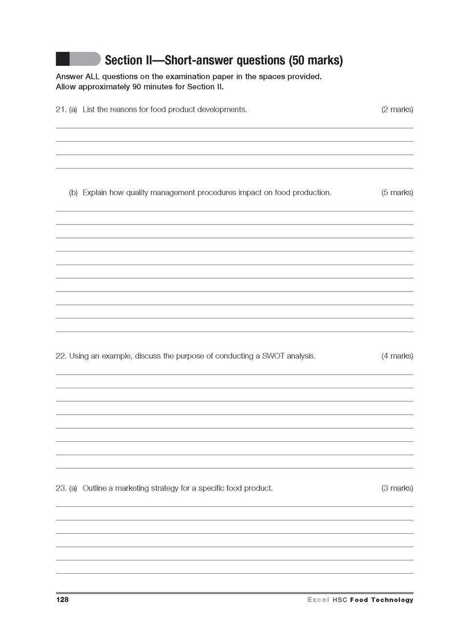 Inside page preview from the Excel HSC Food Technology Study Guide, the fourteenth sample page in the publisher's gallery