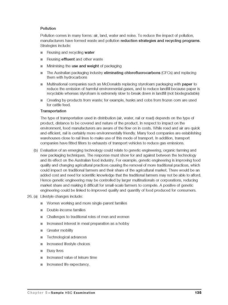 Inside page preview from the Excel HSC Food Technology Study Guide, the fifteenth sample page in the publisher's gallery