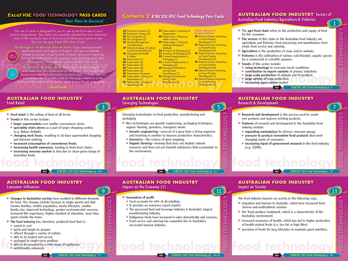 Inside page preview from the Excel HSC Food Technology Study Guide, the sixteenth sample page in the publisher's gallery