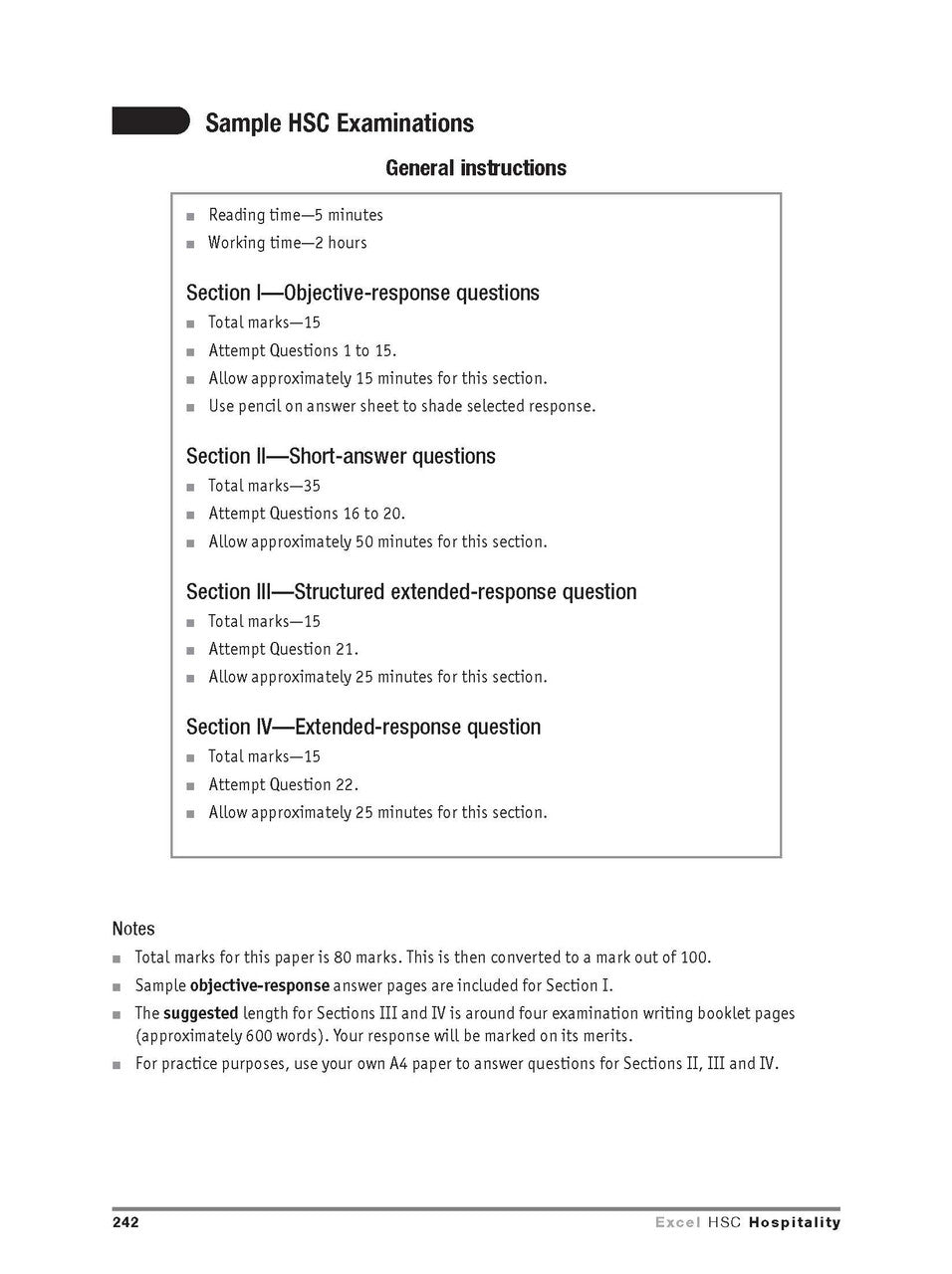 Inside page preview from the Excel HSC Hospitality Study Guide, the thirteenth sample page in the publisher's gallery