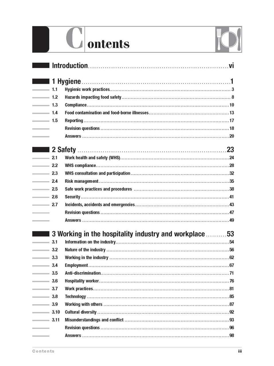 Inside page preview from the Excel HSC Hospitality Study Guide, the first sample page in the publisher's gallery