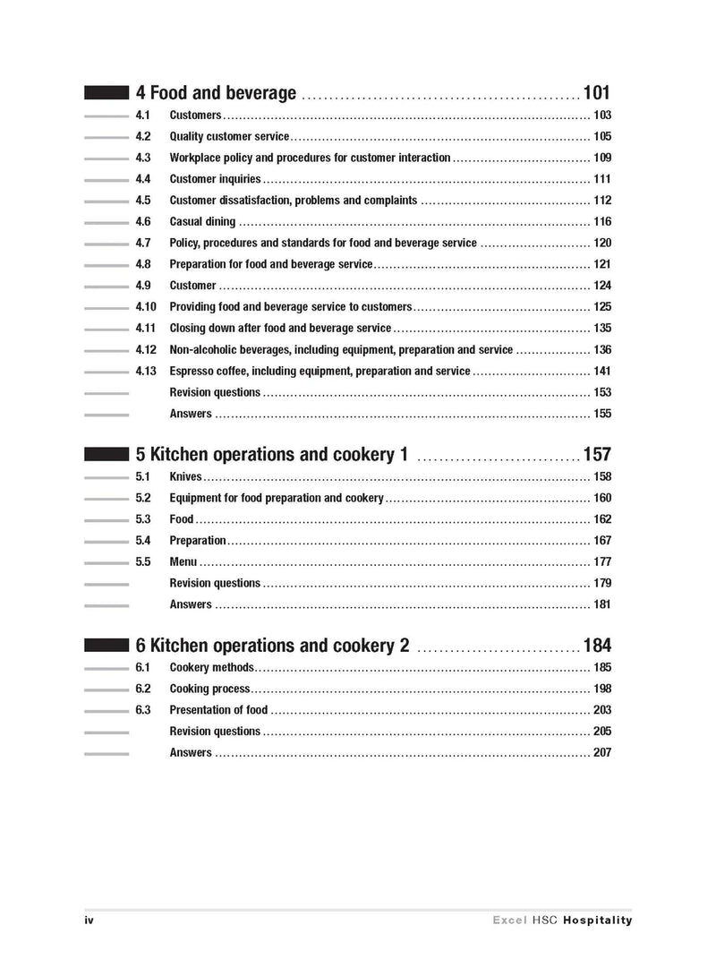 Inside page preview from the Excel HSC Hospitality Study Guide, the second sample page in the publisher's gallery