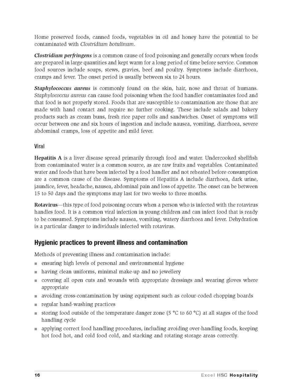 Inside page preview from the Excel HSC Hospitality Study Guide, the eighth sample page in the publisher's gallery