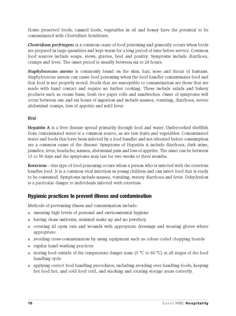 Inside page preview from the Excel HSC Hospitality Study Guide, the eighth sample page in the publisher's gallery
