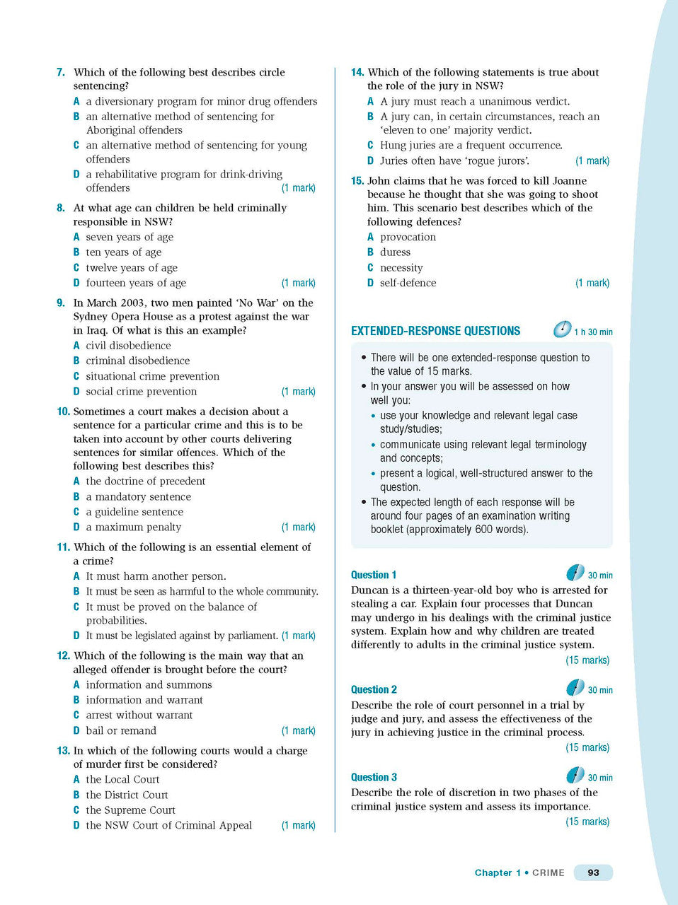 Inside page preview from the Excel HSC Legal Studies Study Guide, the eleventh sample page in the publisher's gallery
