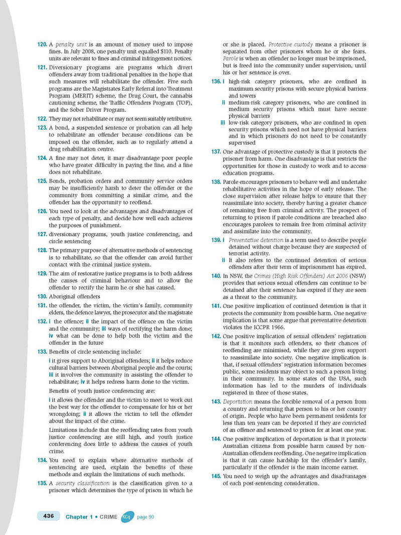 Inside page preview from the Excel HSC Legal Studies Study Guide, the twelfth sample page in the publisher's gallery