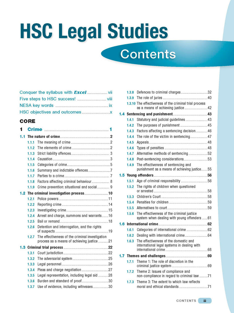 Inside page preview from the Excel HSC Legal Studies Study Guide, the first sample page in the publisher's gallery