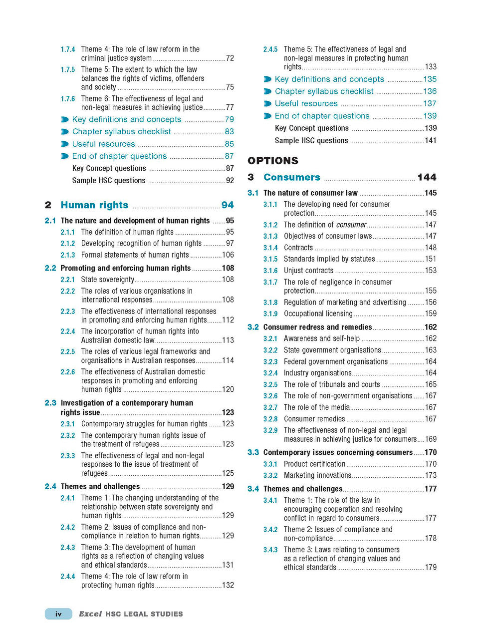Inside page preview from the Excel HSC Legal Studies Study Guide, the second sample page in the publisher's gallery