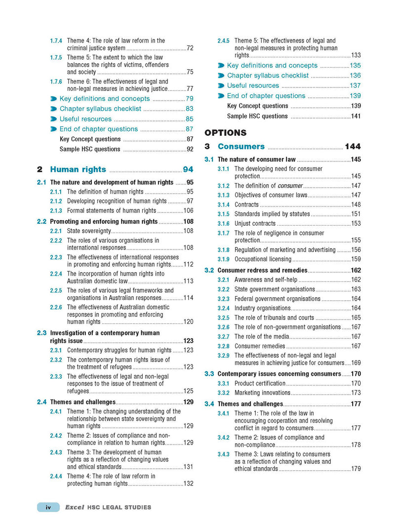 Inside page preview from the Excel HSC Legal Studies Study Guide, the second sample page in the publisher's gallery