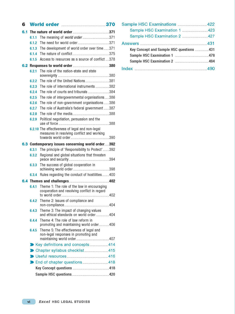 Inside page preview from the Excel HSC Legal Studies Study Guide, the fourth sample page in the publisher's gallery
