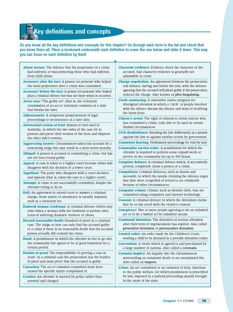 Inside page preview from the Excel HSC Legal Studies Study Guide, the eighth sample page in the publisher's gallery