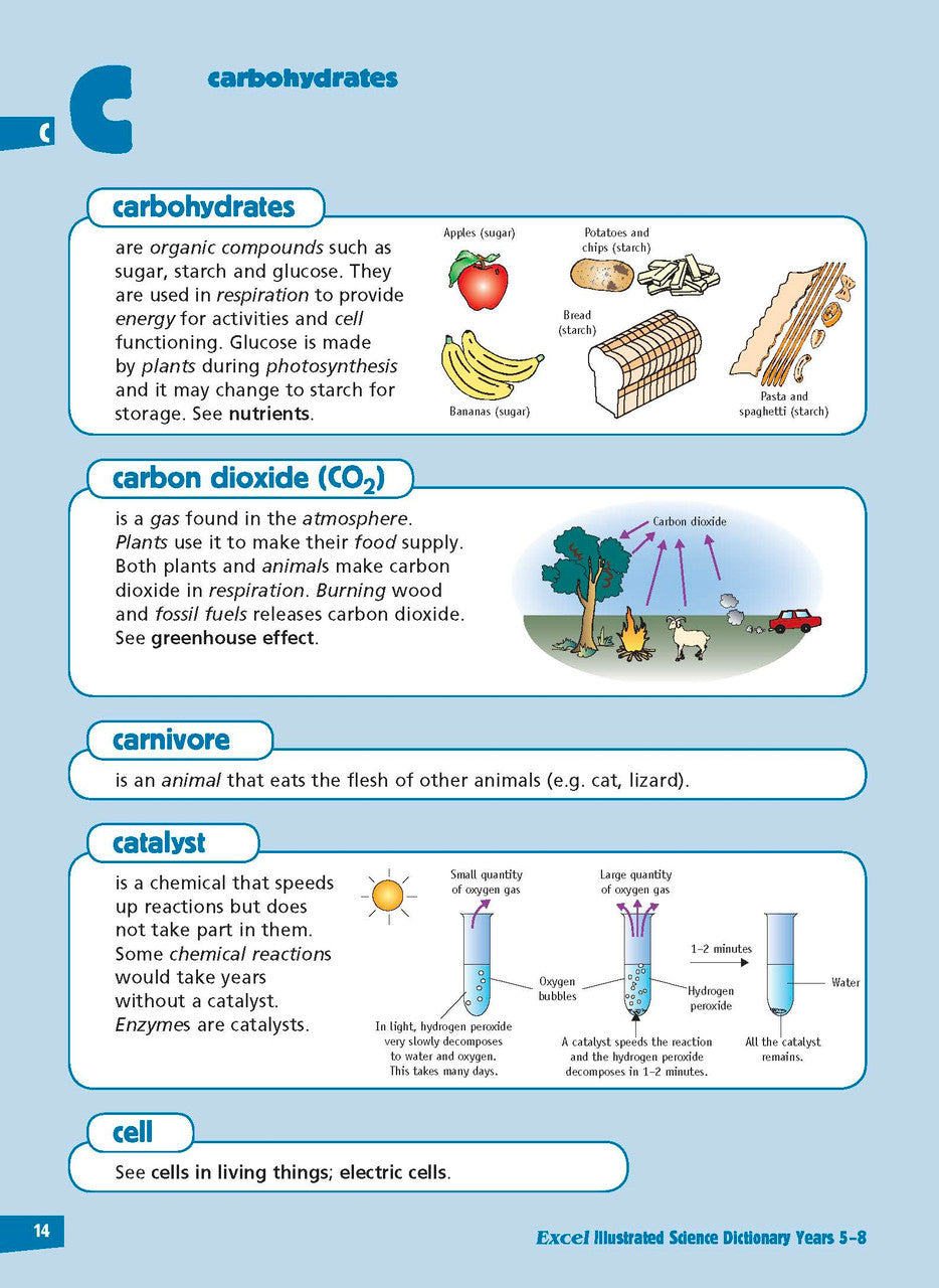 Sample inside page from the Excel Illustrated Science Dictionary Years 5-8, taken from the publisher product gallery