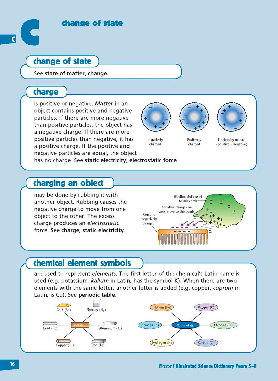 Sample inside page from the Excel Illustrated Science Dictionary Years 5-8, taken from the publisher product gallery