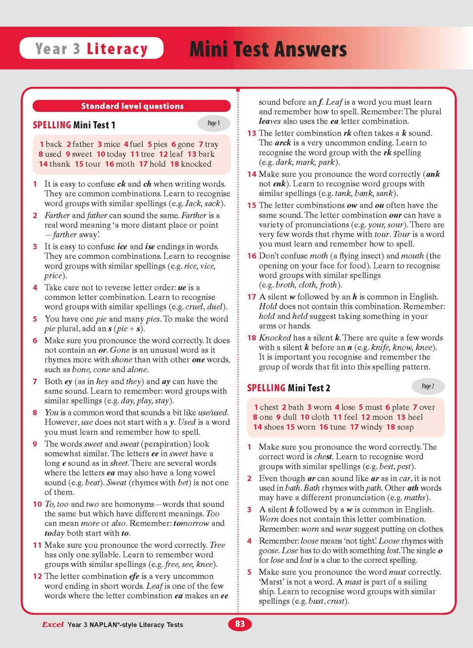 The tenth sample interior page from the Excel Year 3 NAPLAN-style Literacy Tests workbook as shown in the publisher gallery