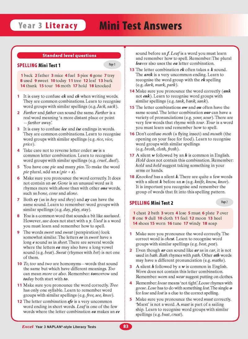 The tenth sample interior page from the Excel Year 3 NAPLAN-style Literacy Tests workbook as shown in the publisher gallery
