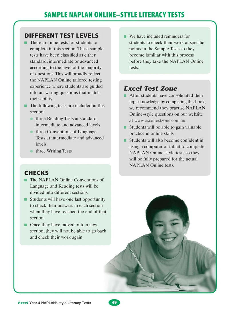 The eleventh sample interior page from the Excel Year 4 NAPLAN-style Literacy Tests workbook as shown in the publisher gallery