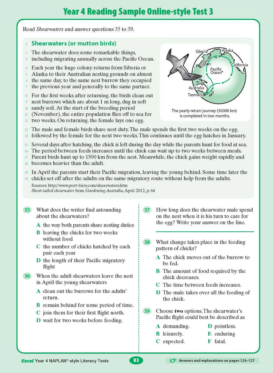 The thirteenth sample interior page from the Excel Year 4 NAPLAN-style Literacy Tests workbook as shown in the publisher gallery