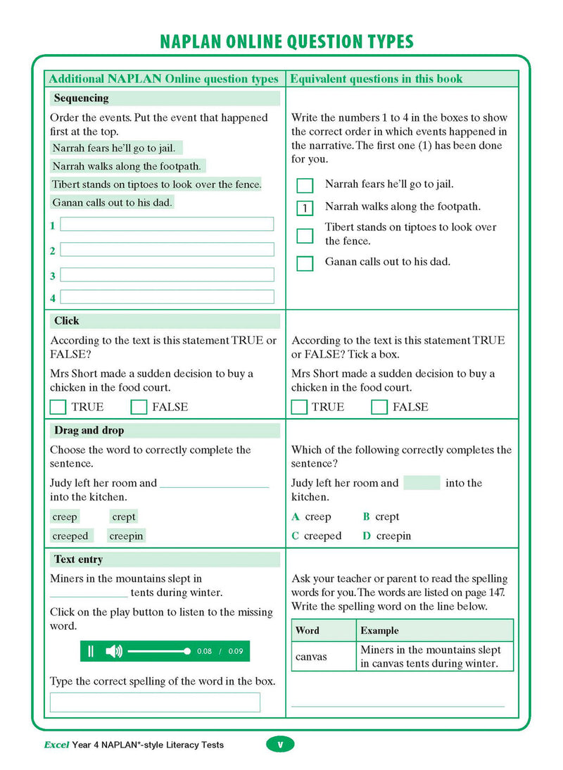 The third sample interior page from the Excel Year 4 NAPLAN-style Literacy Tests workbook as shown in the publisher gallery