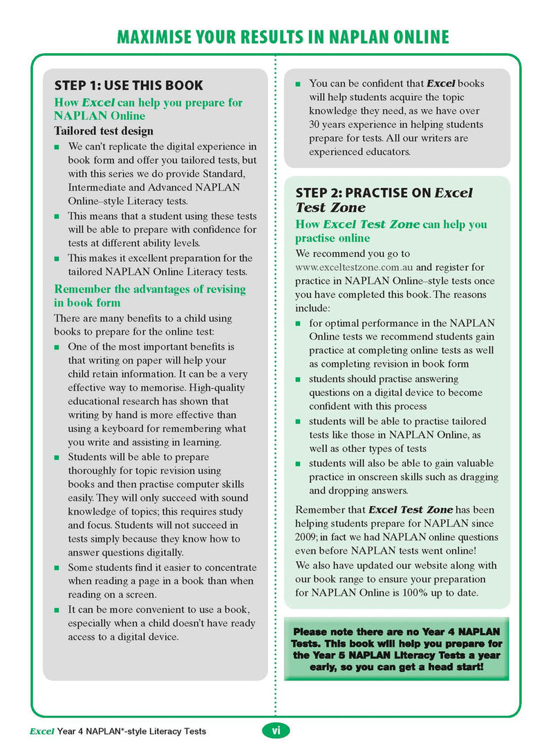 The fourth sample interior page from the Excel Year 4 NAPLAN-style Literacy Tests workbook as shown in the publisher gallery
