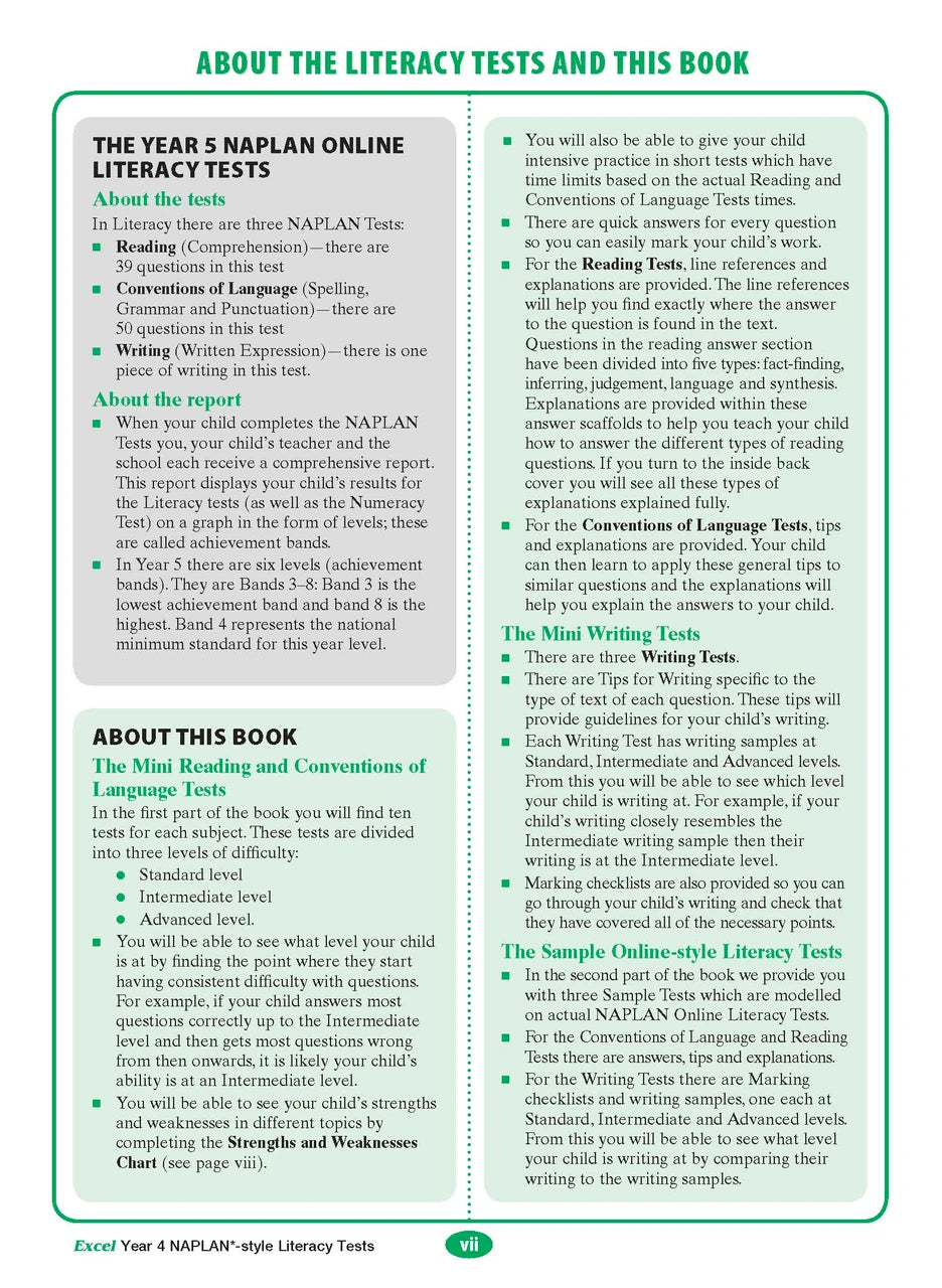 The fifth sample interior page from the Excel Year 4 NAPLAN-style Literacy Tests workbook as shown in the publisher gallery