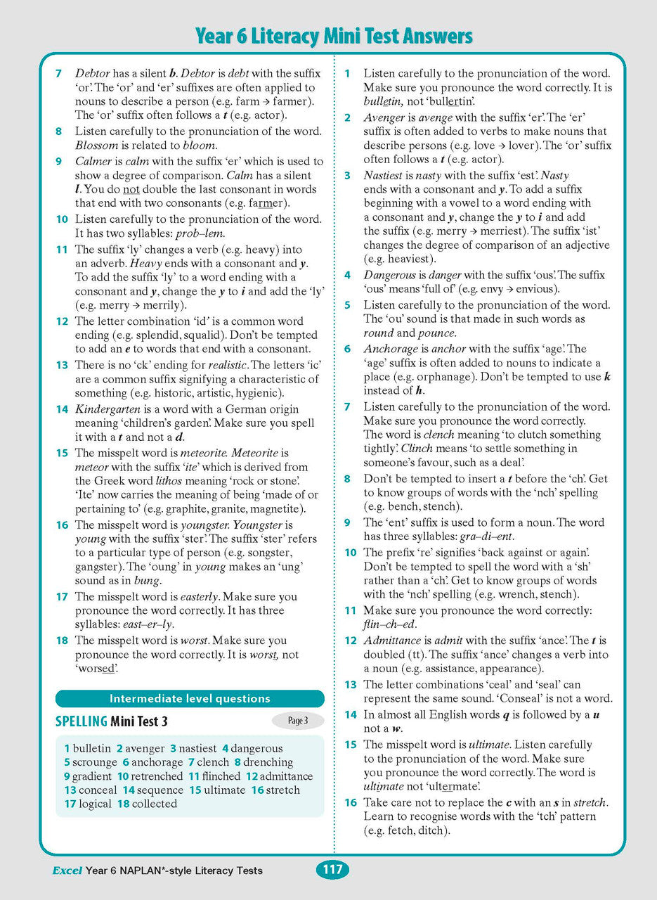 The tenth sample interior page from the Excel Year 6 NAPLAN-style Literacy Tests workbook as shown in the publisher gallery