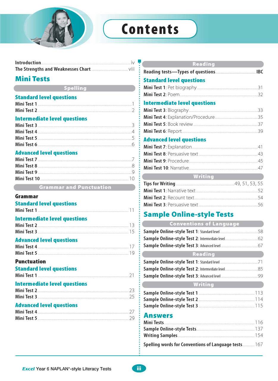 The first sample interior page from the Excel Year 6 NAPLAN-style Literacy Tests workbook as shown in the publisher gallery