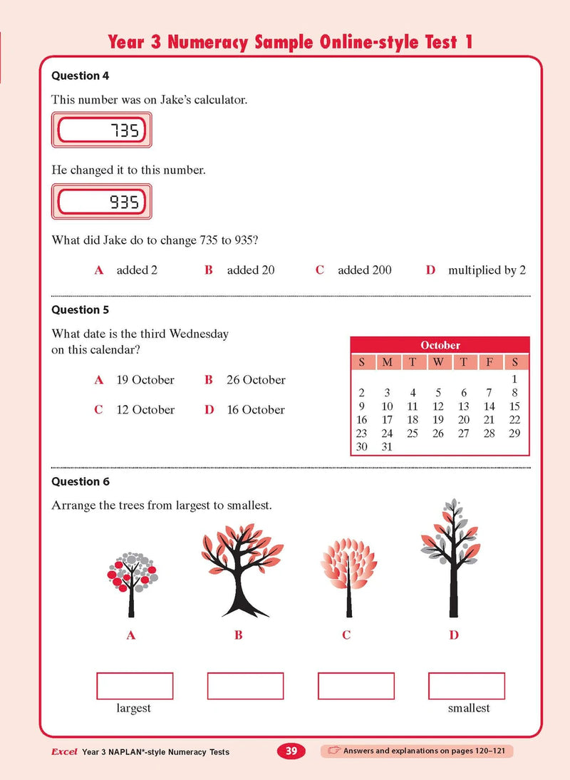 The eleventh sample interior page from the Excel Year 3 NAPLAN-style Numeracy Tests workbook as shown in the publisher gallery