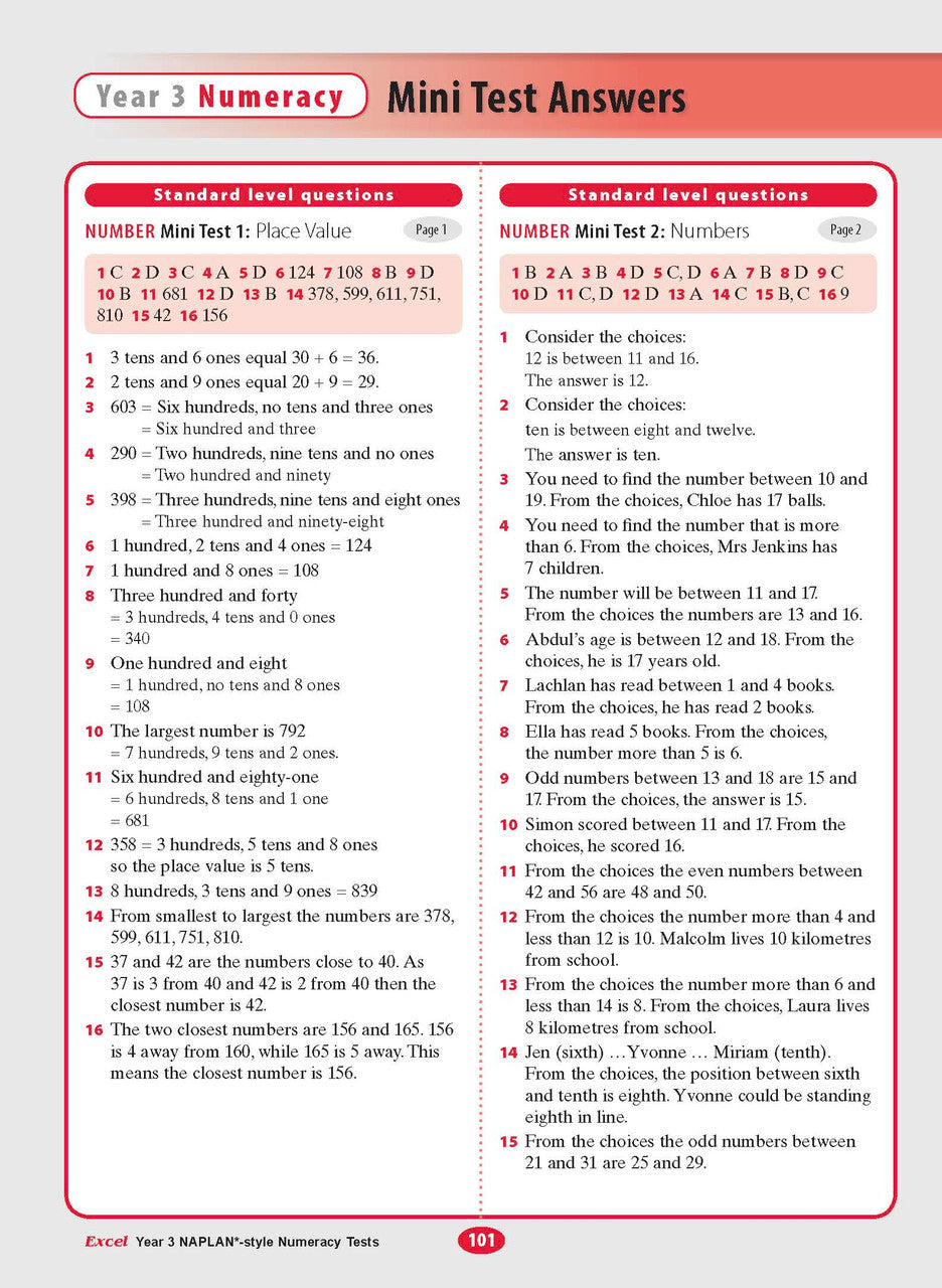 The twelfth sample interior page from the Excel Year 3 NAPLAN-style Numeracy Tests workbook as shown in the publisher gallery