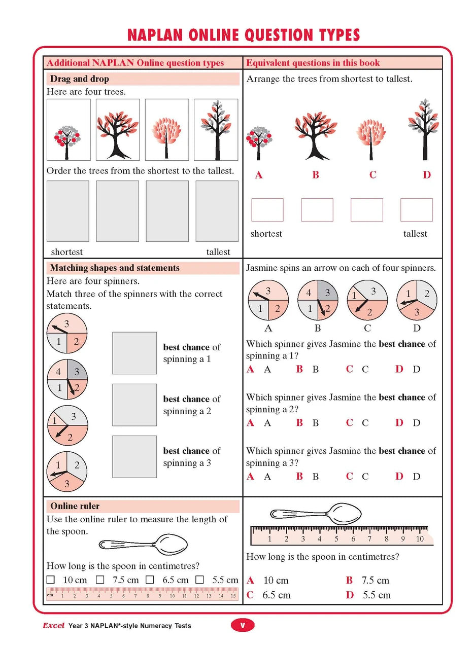 The second sample interior page from the Excel Year 3 NAPLAN-style Numeracy Tests workbook as shown in the publisher gallery