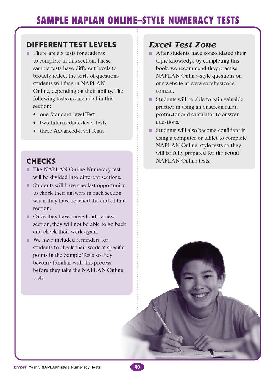 The ninth sample interior page from the Excel Year 5 NAPLAN-style Numeracy Tests workbook as shown in the publisher gallery