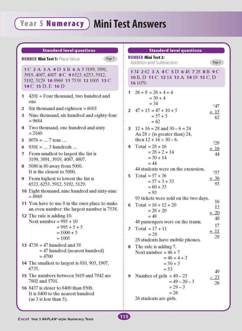 The twelfth sample interior page from the Excel Year 5 NAPLAN-style Numeracy Tests workbook as shown in the publisher gallery