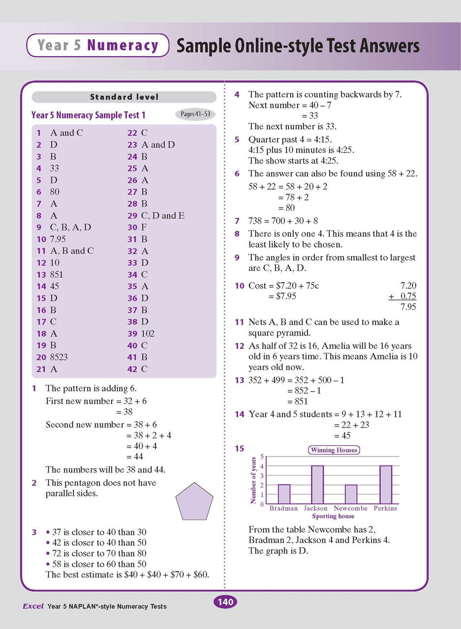 The thirteenth sample interior page from the Excel Year 5 NAPLAN-style Numeracy Tests workbook as shown in the publisher gallery